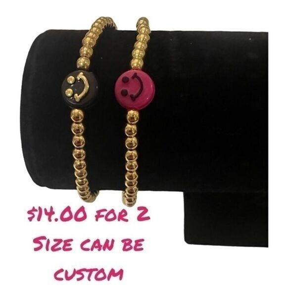 BRACELET HAPPY Beaded with elastic closure …can be customized w color and fit - Picture 1 of 7